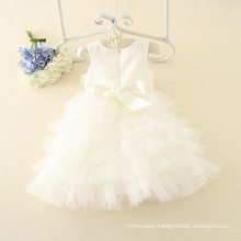 appliqued beads white colour dress with many layers girls baby girls one piece fashion garments on-sale